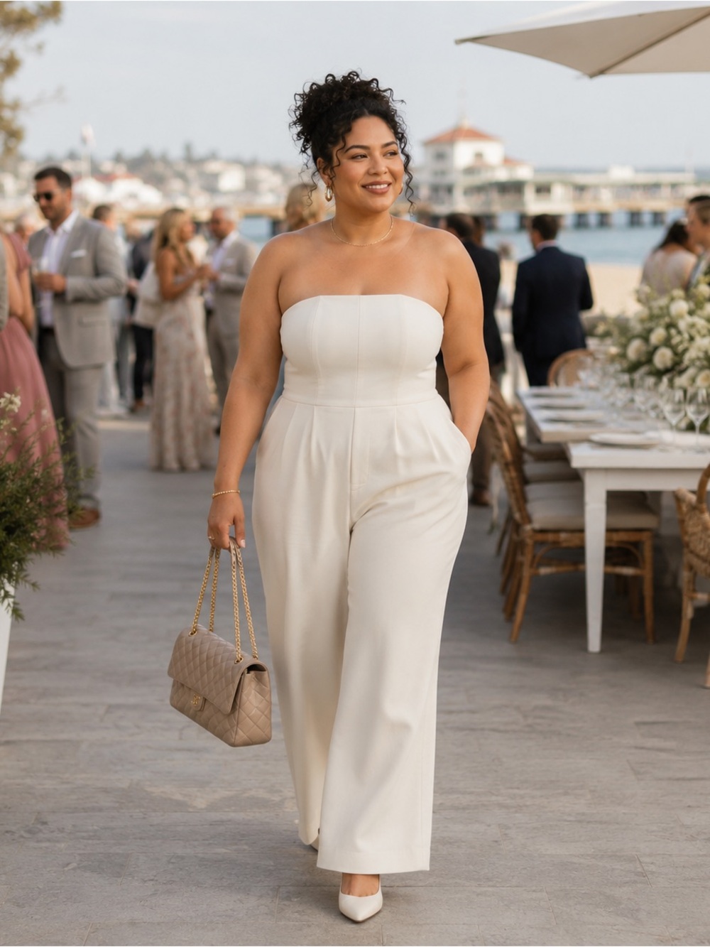NWT Cream Chic Strapless Jumpsuit Size 3X